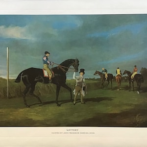 Horse Print, Lottery, 1966, Vintage Horse Print, Large Horse Print, Horse Racing, Jockey Print, Antique Prints, Rare Prints, Horse Art