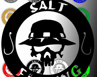 Salt Fishing Skull Hook Vinyl Decal Sticker