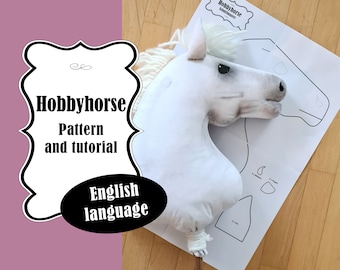 Hobby horse sewing pattern with tutorial, PDF download, DIY Stick Horse step-by-step sewing also for beginners