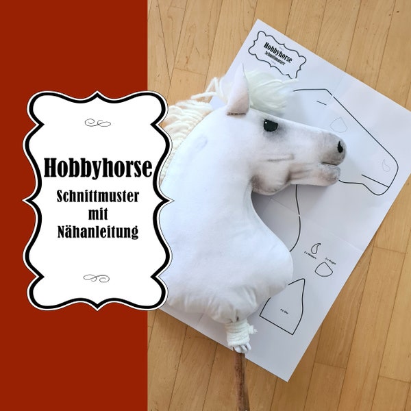 Hobby horse template, PDF pattern with sewing instructions for download, step-by-step sewing for beginners