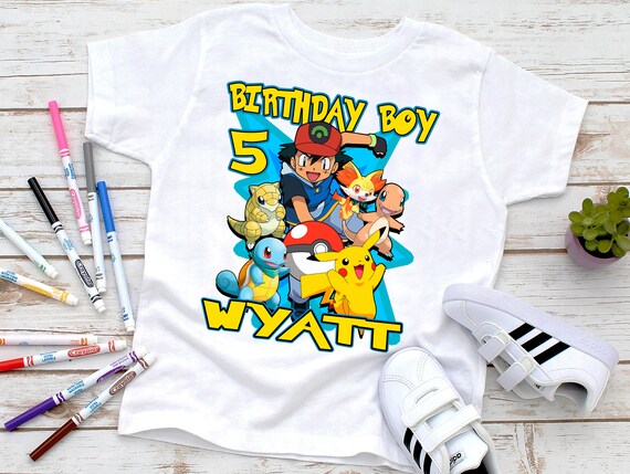 NEW Detective Pikachu Personalized Birthday Party Favor Gift T-Shirt