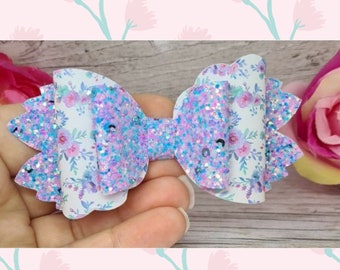 4 inch Plastic Hair bow template scalloped leaf tails