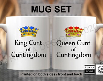 Rude mug set, King and Queen Cunt of Cuntingdom, rude gift, couples funny mugs, obscene gift, cunt mugs, couples gift, rude wedding gift,