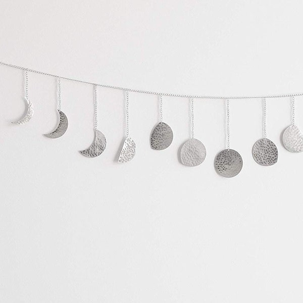 Silver | Beautiful Moon phase hammered metal decor, boho, astrological, lunar phases, space lover, chakra, nature lover, holiday gift