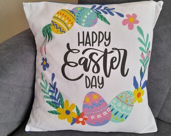 Happy Easter Day cushion, spring cushion cover, Easter eggs, pillow case