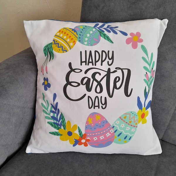 Happy Easter Day cushion, spring cushion cover, Easter eggs, pillow case