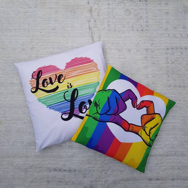 Love is love, rainbow pride cushion