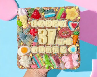 Birthday message chocolate slab- choice of toppings!