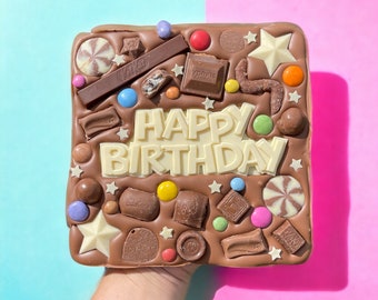 Happy Birthday chocolate slab- choice of toppings and size!