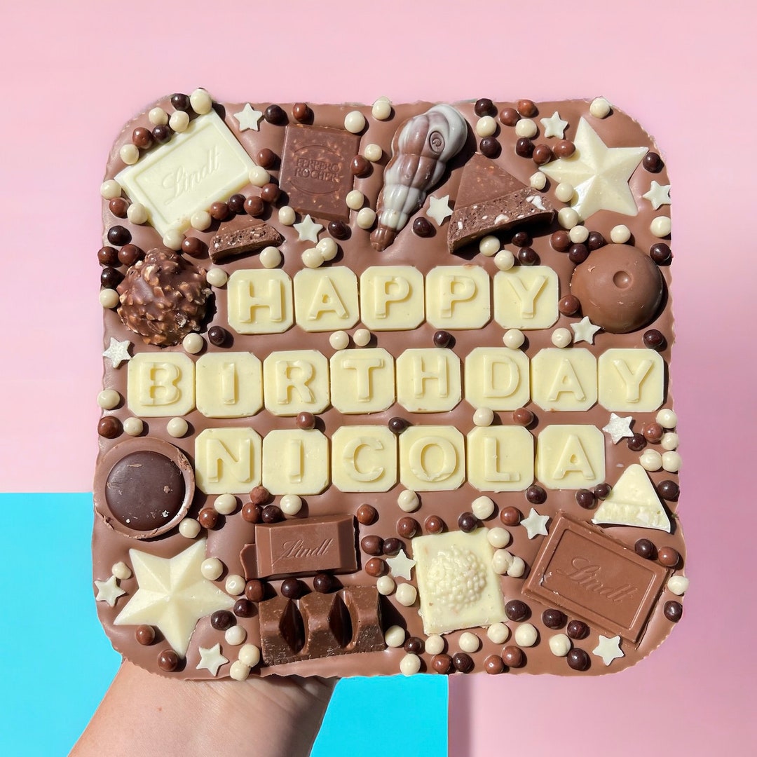 Birthday Message Belgian Chocolate Slab - Etsy