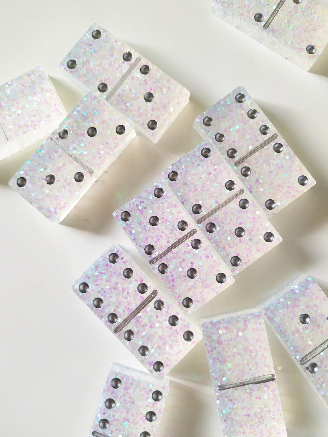 Handmade Dominoes /glitter Dominos / Resin Dominos/dominos Set Etsy