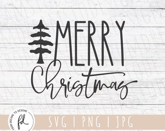 Farmhouse Christmas sign svg - Rustic Christmas Decor svg - Christmas Pillow svg - Rustic Christmas Tree svg - Merry svg -  Commercial svg