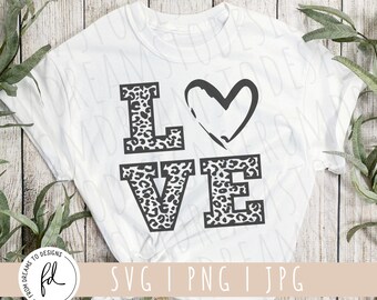 Leopard Love svg - Love Shirt svg - Leopard Print svg - Leopard Mama svg - Valentines Leopard svg - Square Love svg - Cricut svg Files