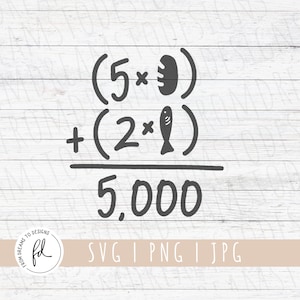 5 Loaves 2 Fish svg - Five plus Two Equals Five Thousand svg - Christian Shirt svg - Jesus svg - Bread svg - 5000 svg - files for Cricut