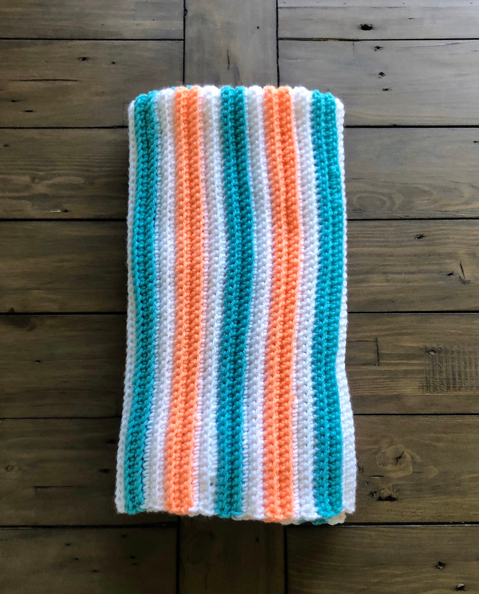Crochet Ribbed Baby Blanket Unisex Boys Girls Pastel Stripes Etsy