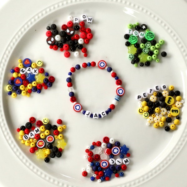 Super Hero DIY Customizable Bracelet Kit | Name Bracelet | Kids DIY Kit | DIY Bracelets | Party Favors | Party Crafts