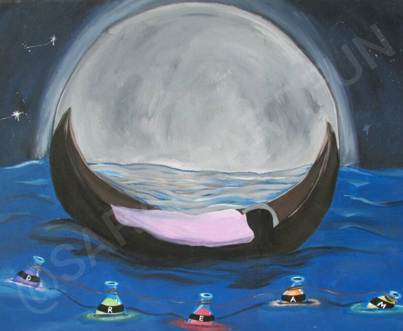 Moonscape painting customizable painting original space Etsy