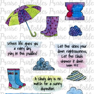 Praise Rain or Shine, Bibel Journaling, Printable, Faith Art, Glaube, Aufkleber, Kunst, MemoryDex