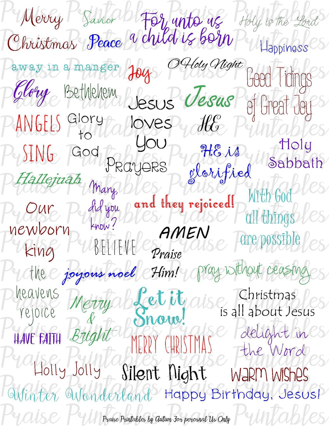 Christmas Script Wordfetti, Bible Journal Printable, Memorydex, Prayer ...