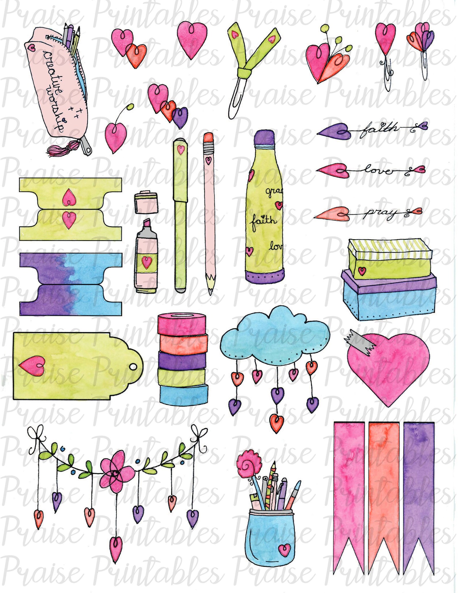 Love Love Love Bible Journal Printable Kit, Prayer Journal, Bible ...