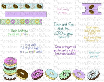 Donut bible journal kit, printable, pdf, jpg, download, faith sticker, prayer jouranl, dex card, praiseprintables, traceable