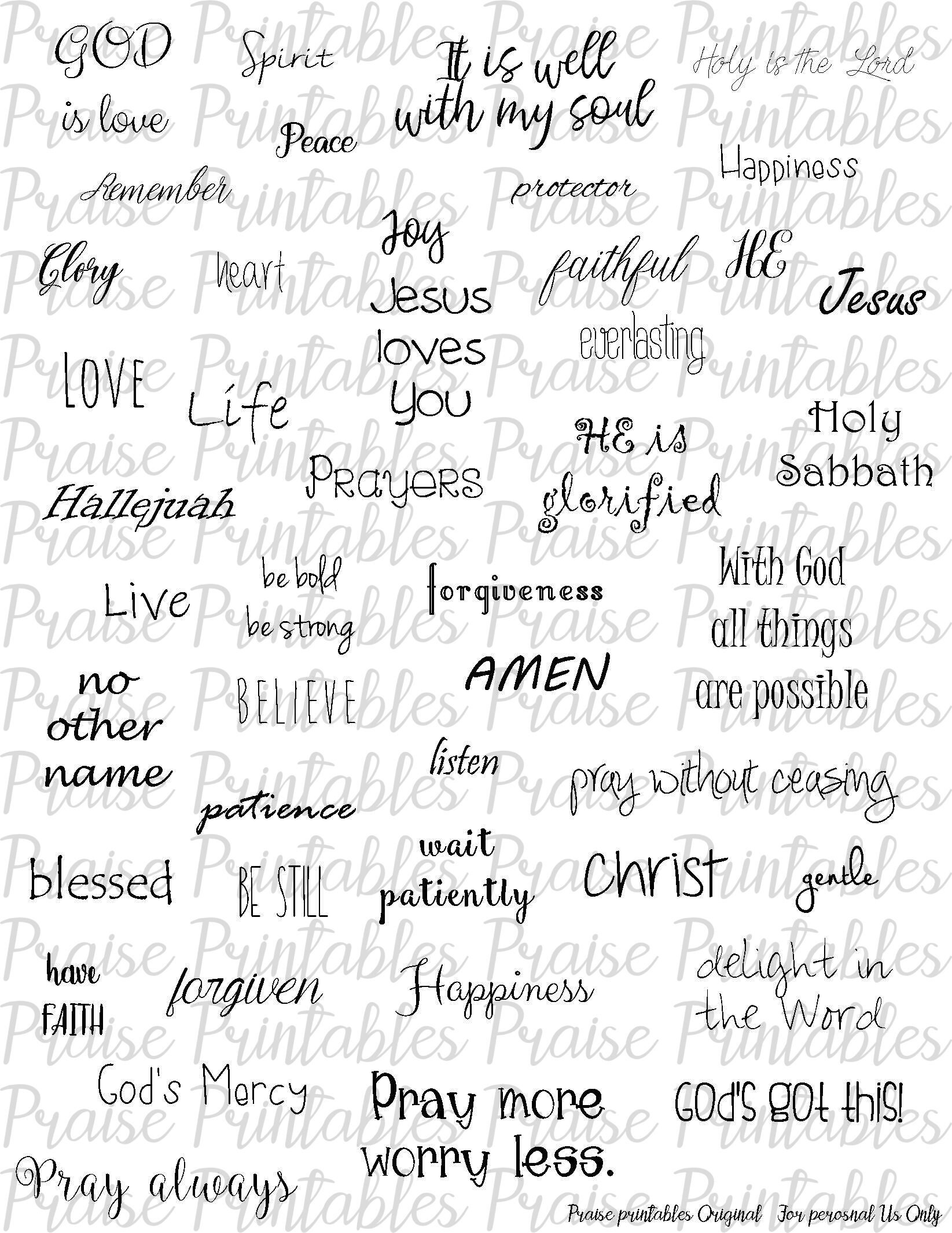Names of God Wordfetti, Bible Study, Prayer Journal, Names of God Bible  Journaling, Bible Verses, Christian planner stickers