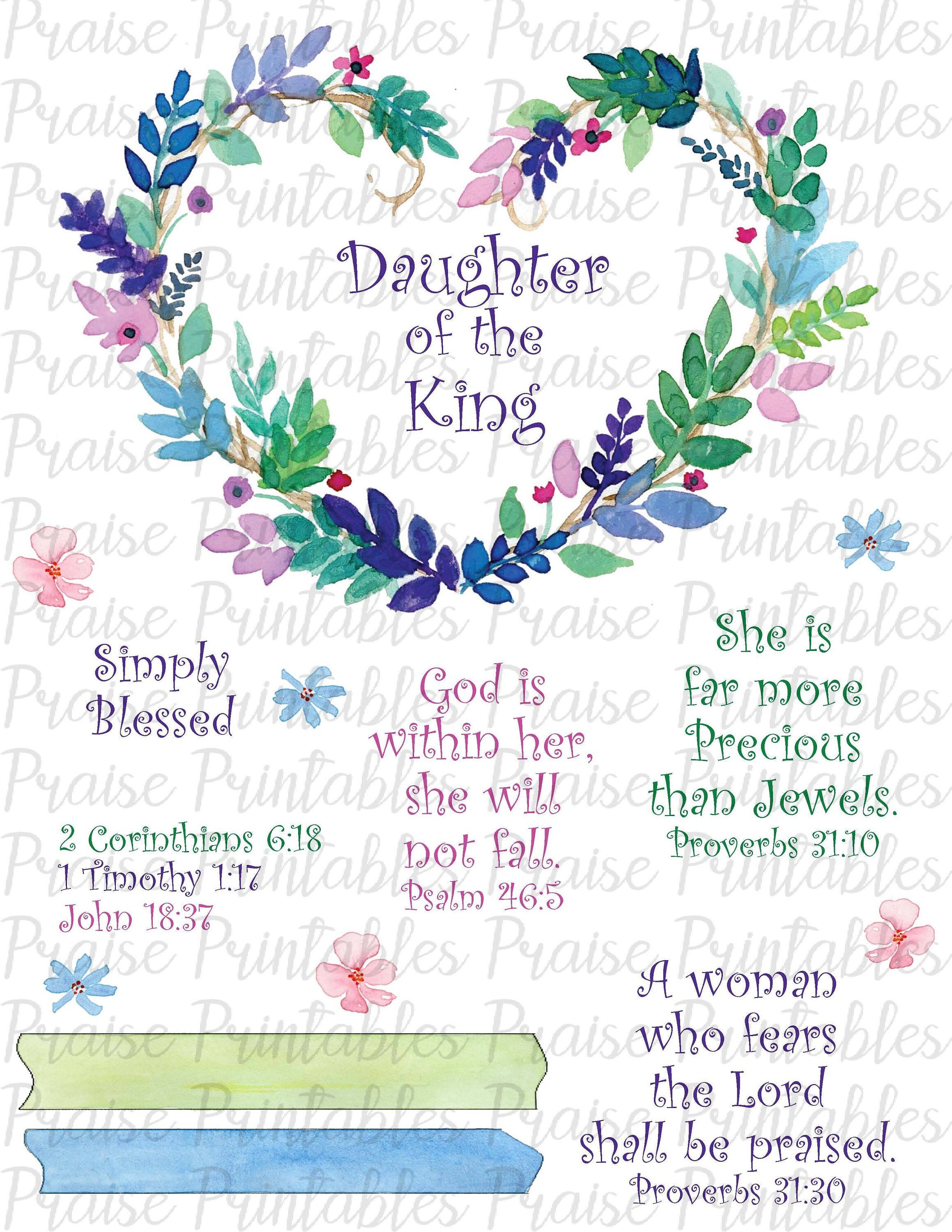 Daughter of the King Bible Journaling Kit, Printable, Prayer Journal ...