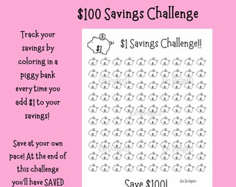 100 Dollar Savings Challenge, Money Savings Challenge, Emergency fund Savings, Dave Ramsey, Printable Budget Tracker, Savings Tracker