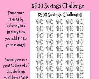 500 Dollar Savings Challenge, Money Savings Challenge, Emergency fund Savings, Dave Ramsey, Printable Budget Tracker, Savings Tracker