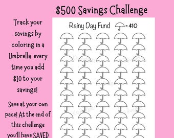 500 Dollar Savings Challenge, Money Savings Challenge, Emergency fund Savings, Dave Ramsey, Printable Budget Tracker, Savings Tracker