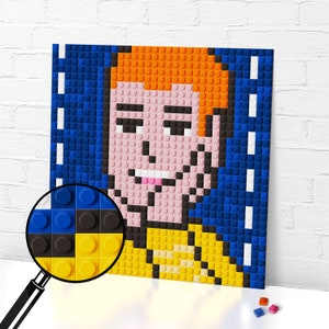 Fake Surprised Meme Pixel Art/ Brick mosaic/ Gift for friends/ 10 x 10 inch (25,5 x 25,5 cm)