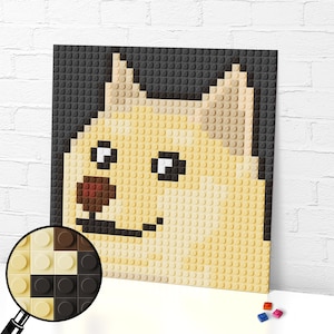 Doge Meme Pixel Art/ Brick mosaic/ Gift for friends/ 10 x 10 inch (25,5 x 25,5 cm)