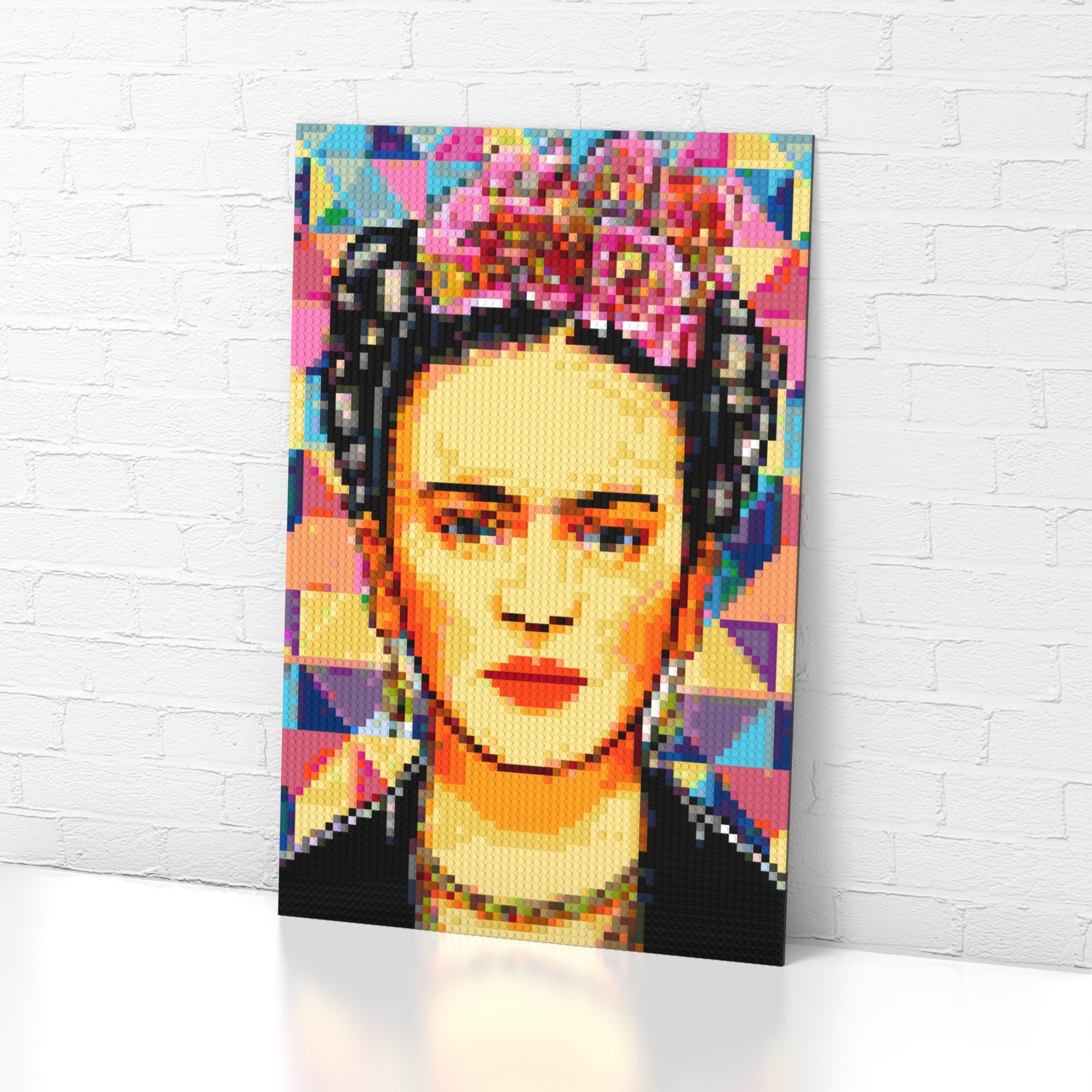 Frida Kahlo Bricks Mosaic /pixel Art Poster/custom Jigsaw Portrait