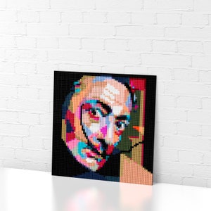 Salvador Dali Brick Mosaic Portrait/Bricks Jigsaw Mosaic/Custom Gift/Art/Pop Art Poster/Pixel Art/20x20 &quot;(51x51 cm)