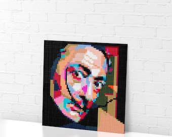 Salvador Dali Brick Mosaic Portrait/Bricks Jigsaw Mosaic/Custom Gift/Art/Pop Art Poster/Pixel Art/20x20 &quot;(51x51 cm)