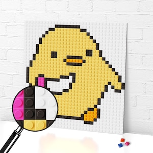 Duck / Chick With Knife Meme Pixel Art/ Brick mosaic/ Gift for friends/ 10 x 10 inch (25,5 x 25,5 cm)