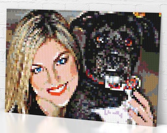 Benutzerdefiniertes Geschenk / Pixel-Kunst-Mosaik von Foto / individuelles Ziegelstein-Mosaik / Puzzle / Ziegelporträt / Geschenk für die Feiertage / Box-Set mit 6144 Steinen