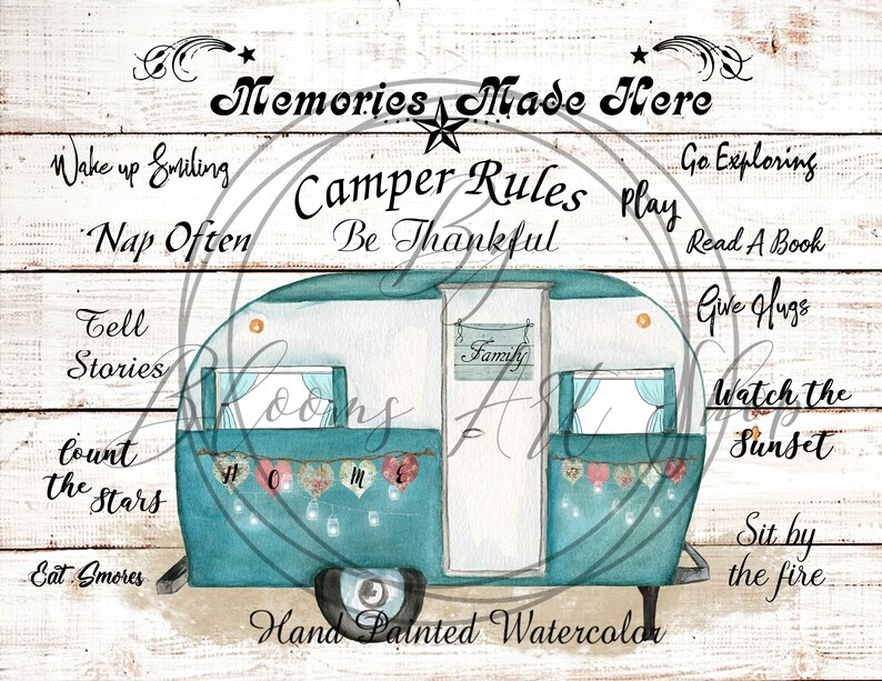Camper Sublimation Blue Camper Trailer Fabric Transfer Etsy