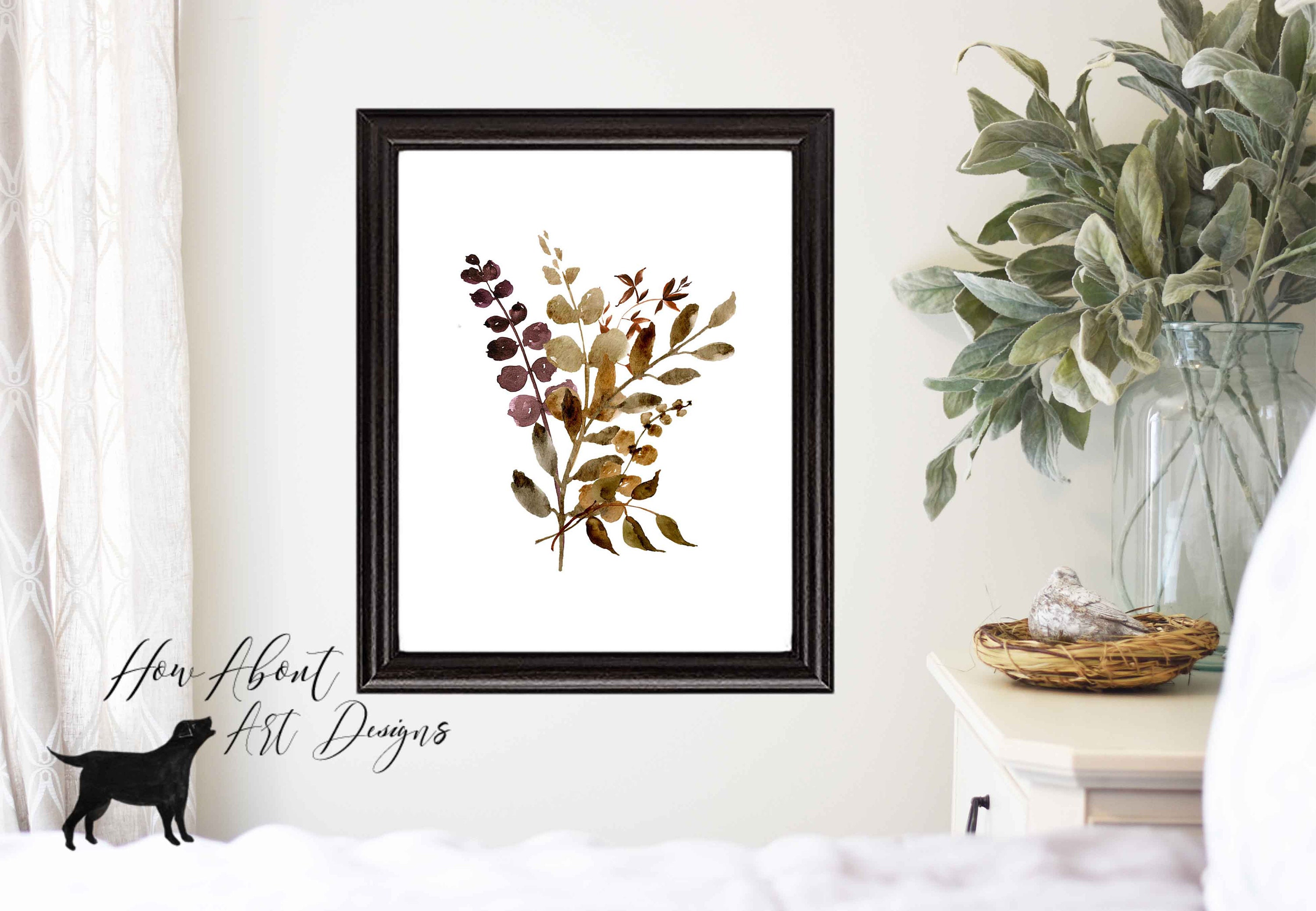 Fall Foliage Printable Farmhouse Country Print Brown and Rust - Etsy