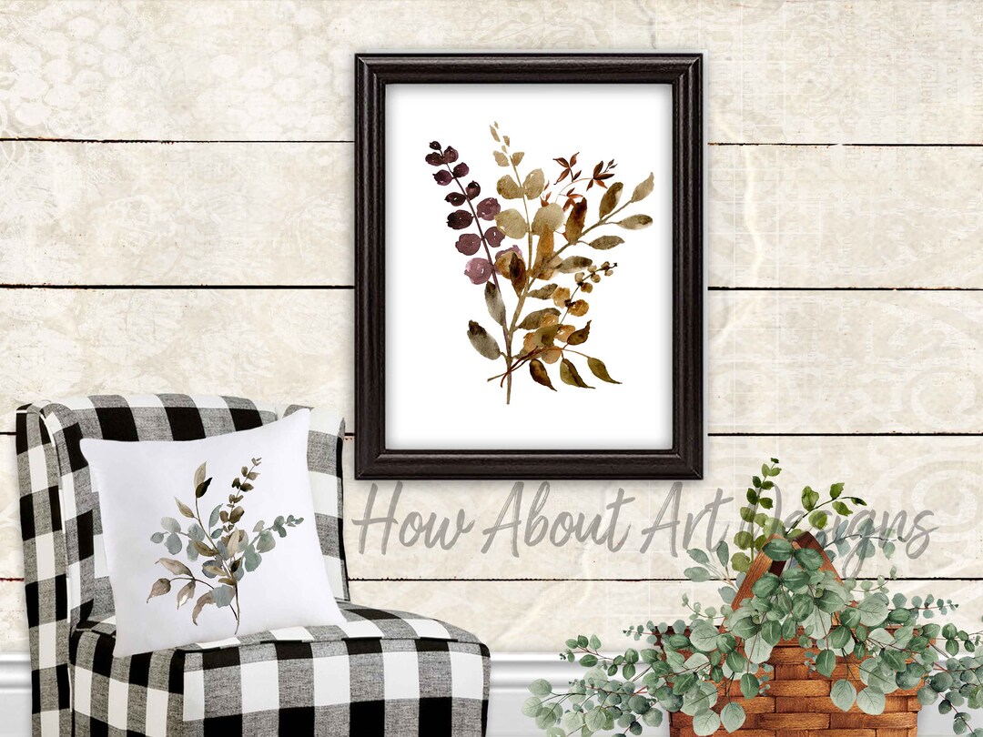 Fall Foliage Printable Farmhouse Country Print Brown and Rust - Etsy