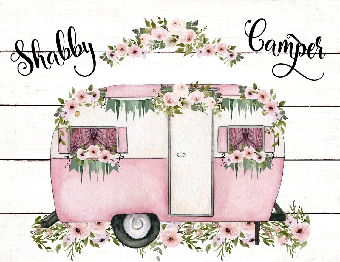 Shabby Camper Sublimation Pink Camper Trailer Retro Vintage - Etsy