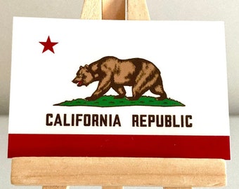 California State Flag Bear Sticker - Made In The USA 3”x 2”