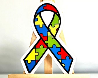 Autism Awareness Ribbon - High Quality Vinyl Sticker
