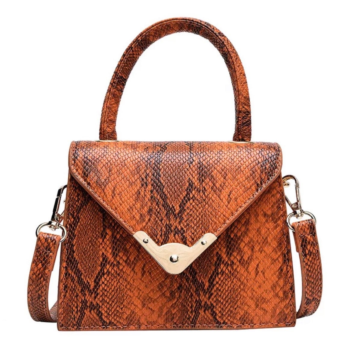 Orange Snakeskin Snake Print Shoulder Vegan Leather Crossbody Handbag Purse  for Women - Etsy