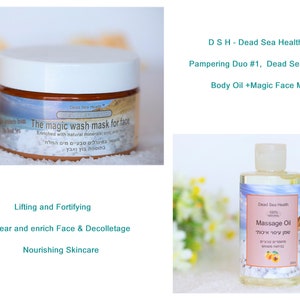 Mud Face Mask+Massage Oil, All Natural, Lifting and Toning, Dead Sea Minerals and Mud, Gift Idea, Acne Skincare, Anti Aging, Massage, Spa