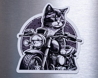 Motorcycle Car Magnet Cat on motorcycle car magnet Gift for biker motorcycle lovers gift for men watch for motorcycles magnet biker magnet
