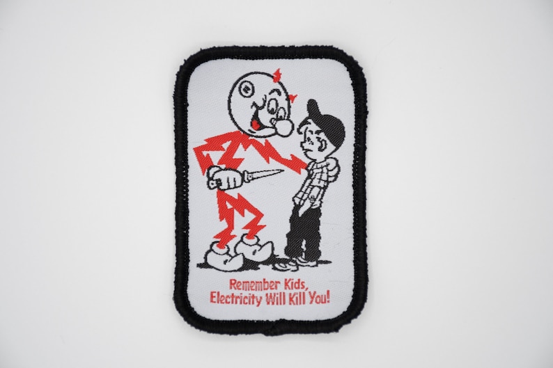 Reddy Kilowatt Patch - Remember Kids Electricity Will Kill You! Electrician Patch for Jackets Vintage Patch Gift for Electrician image 3