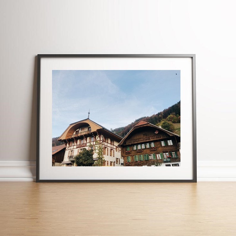 Digital Print Instant Download Switzerland European Countryside Hotel de Laberra in Cerniat