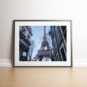 Eiffel Tower Winter Blue Sky Paris France | Digital Print Instant Download
