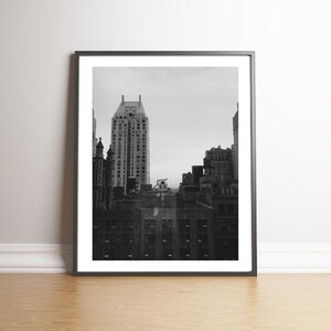 Manhattan Central Park Essex House Skyline Rooftops City View Black and White Fog | Digital Print Instant Download